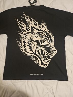 Darc Sport Black Tee with Cream Flame Wolf Graphic